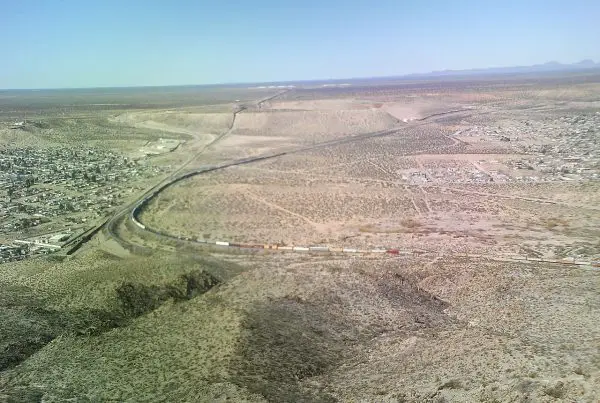 The start of the border fence between the United States and Mexico