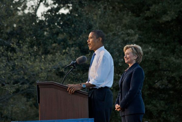 Former-President Obama and Hillary Clinton